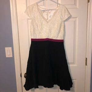 Monsoon Cream & Black Dress - Size 10